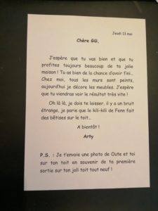 La lettre d'Arty pour Güi en version typographique